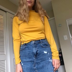 Mock Neck Mustard Top